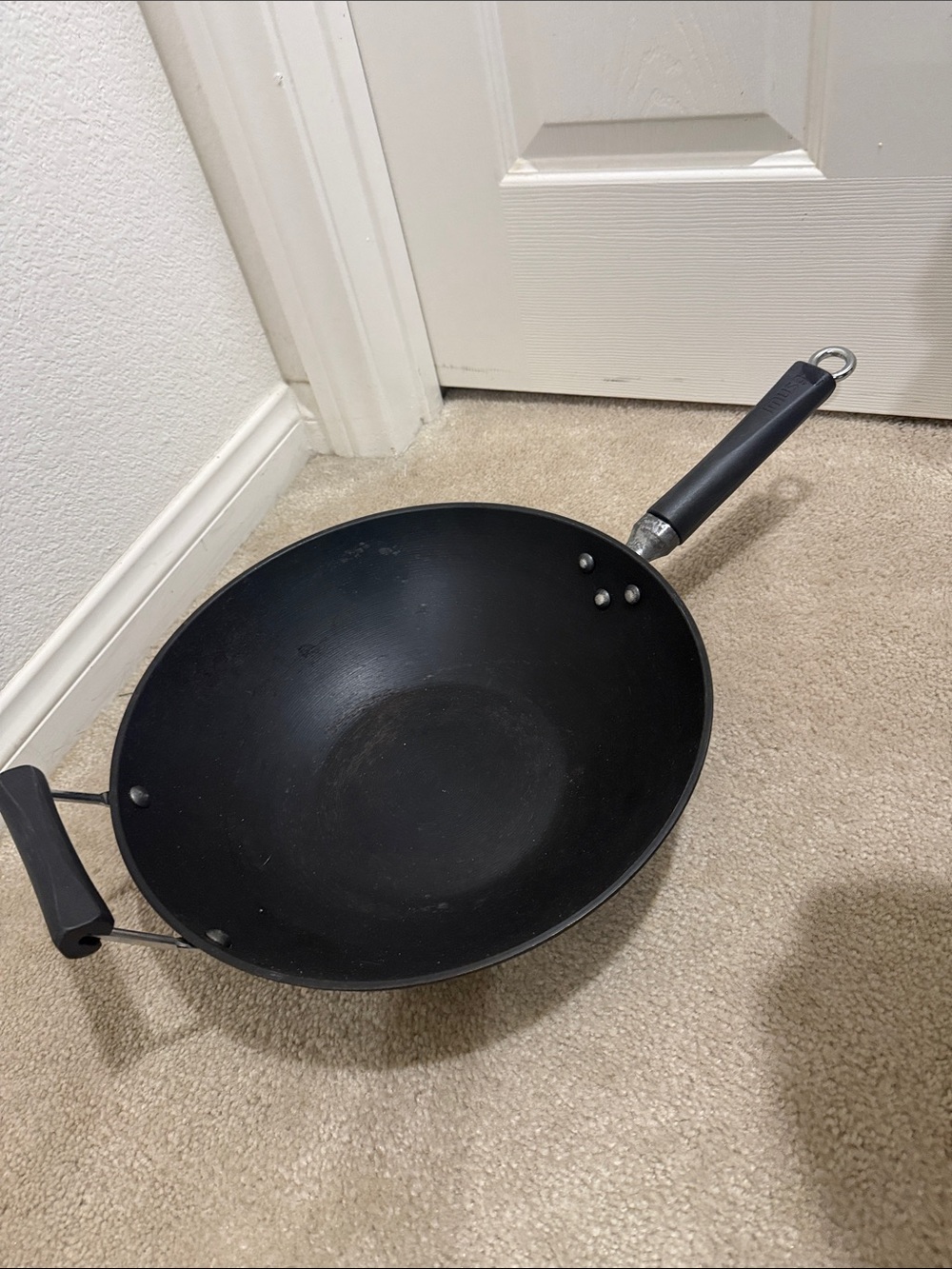 Black Nonstick Wok with Dual Handles - Home Kitchen Cookware cast iron